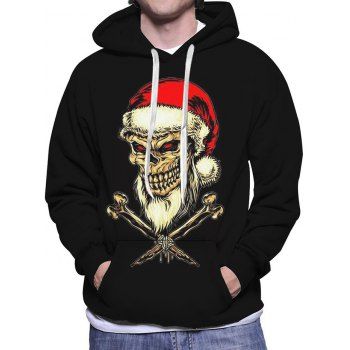 

Christmas Hoodie Skull With Hat Pattern Drawstring Long Sleeve Sweatshirt With Hood, Multicolor