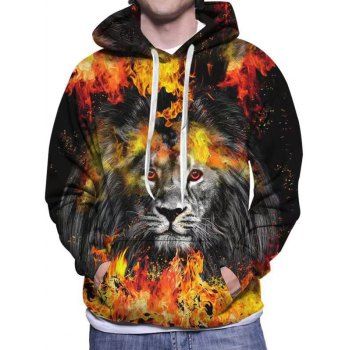 

Lion Fire Flame 3D Print Hoodie Kangaroo Pocket Drawstring Casual Hoodie, Multicolor