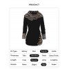Tribal Geometric Stripe Panel Hooded Knit Top Long Sleeve Mock Button Knitted Top - BLACK S