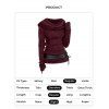 Hooded Cowl Front Belted Lace Up Sweater - DEEP RED XL