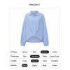 Chemise Boutonnée Haute Basse Goutte Epaule en Couleur Unie à Manches Longues - Bleu clair L