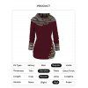 Tribal Geometric Stripe Panel Hooded Knit Top Long Sleeve Mock Button Knitted Top - DEEP RED L