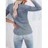 Half Button Knit Top Long Sleeve Heathered Casual Knitted Top - BLUE 3XL