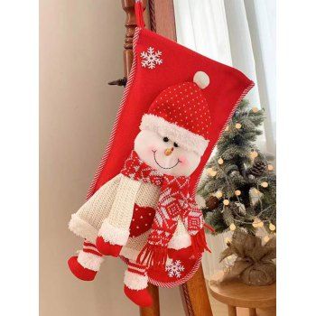 

Cute Christmas Home Decor Santa Claus Snowflake Hanging Stocking, Red