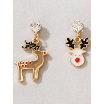 

Cute Christmas Elk Shape Rhinestone Drop Earrings, Golden