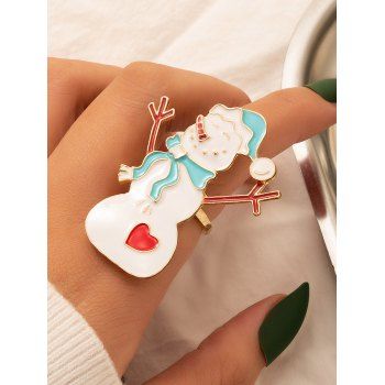 

Cute Snowman Shape Christmas Ring, Multicolor