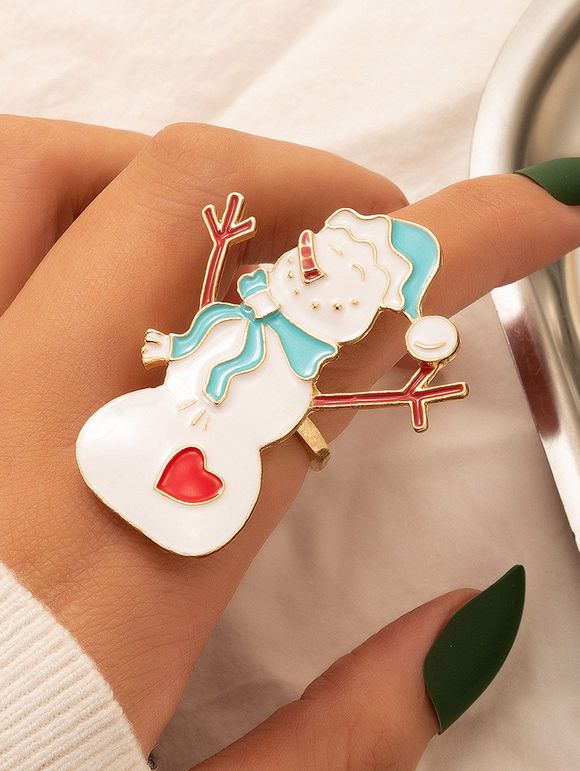 Bague en Forme D'Adorable Bonhomme de Neige de Noël - multicolor 