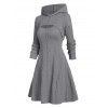 Hooded Cable Knit Arm Warmer Sweater and Mini Dress Set - GRAY XXXL