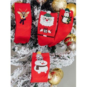 

4 Pair Christmas Socks Elk Snowman Santa Claus Print Cute Socks Set, Multicolor a