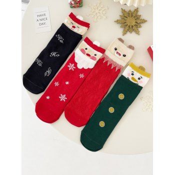 

4 Pair Christmas Socks Printed Cute Socks Set, Multicolor a