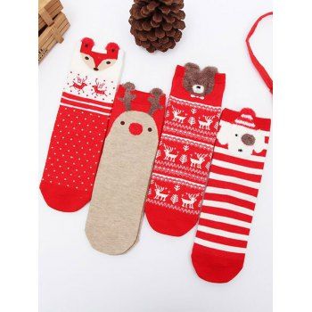 

4 Pair Christmas Socks Cute Animal Print Socks Set, Multicolor a