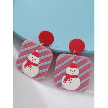 

Cute Snowman Stripe Pattern Geometric Shape Christmas Earrings, Multicolor a