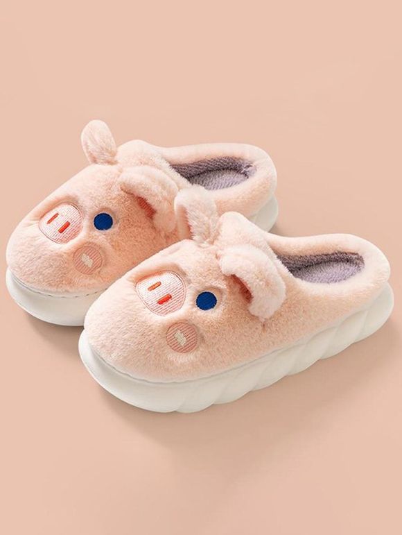 Pantoufles D'Hiver Antidérapantes Chaudes en Fausse Fourrure - Rose clair EU (40-41)