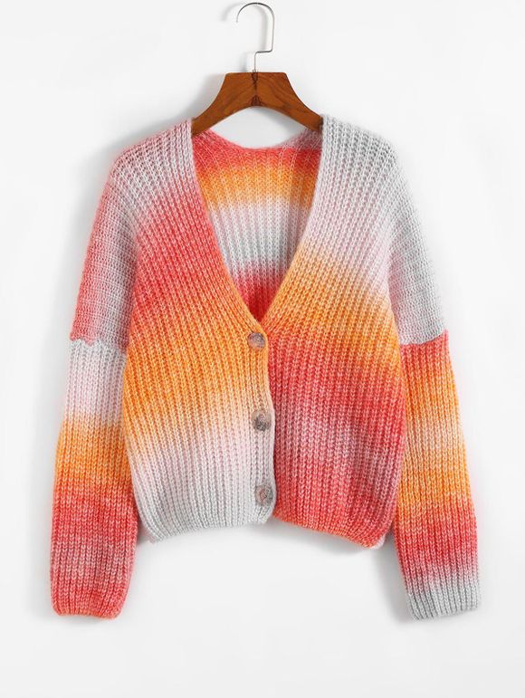 Cardigan Teinté à Goutte Epaule - multicolor L