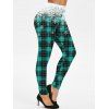 Legging Moulant à Imprimé Carreaux et Flocon de Neige à Taille Haute - Vert profond M