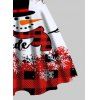 Mini Robe de Noël Ligne A à Imprimé Lettre Graphique et Bonhomme de Neige à Carreaux en Fausse Fourrure sans Manches - Rouge XXL