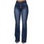Pantalon Cargo Décontracté Evasé Boutonné avec Poches en Denim - Bleu profond 3XL