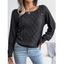 Pull en Tricot à Câble Boutonné à Manches Raglan à Col Rond - café L