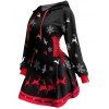Mini Robe à Capuche à Imprimé Flocon de Neige et Cerf à Manches Longues à Lacets - Noir XXL