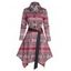 Mini Robe Mouchoir Ceinturée à Imprimé Flocon de Neige à Taille Haute à Manches Longues - Rouge foncé L