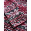Mini Robe Mouchoir Ceinturée à Imprimé Flocon de Neige à Taille Haute à Manches Longues - Rouge foncé L