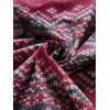 Mini Robe Mouchoir Ceinturée à Imprimé Flocon de Neige à Taille Haute à Manches Longues - Rouge foncé L