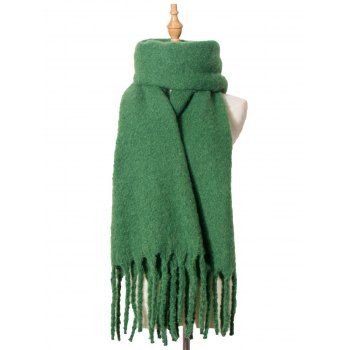 

Plain Color Thick Fringe Scarf, Deep green