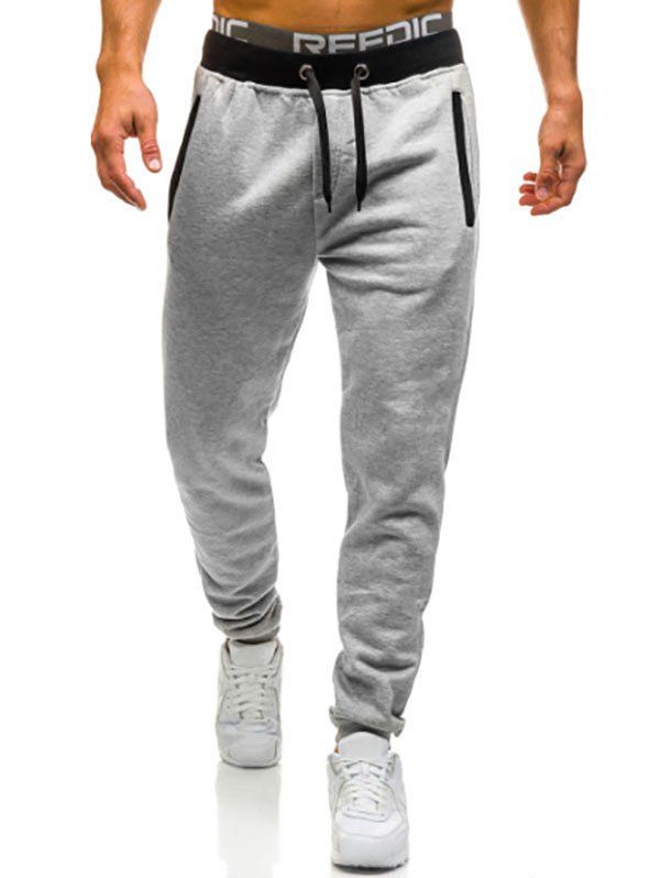 Pantalon de Jogging Sport Taille Elastique à Cordon - Gris Clair XL