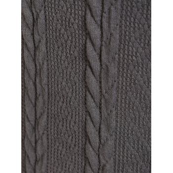Cable Knit Sweater Elk Snowflake Geometric Print Foldover Asymmetrical Hem Long Sleeve Sweater
