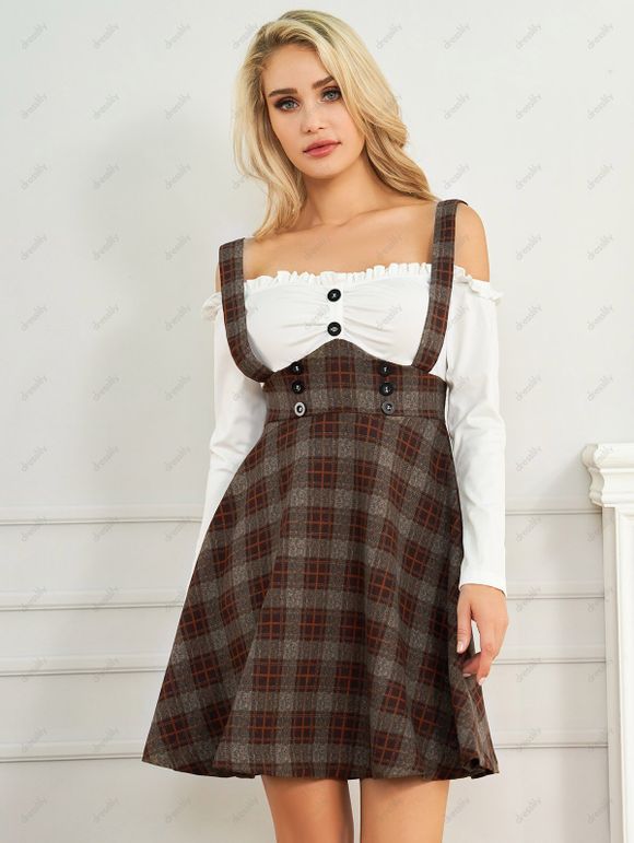 Robe 2 en 1 à Volants et Epaules Dénudées - Noir XL