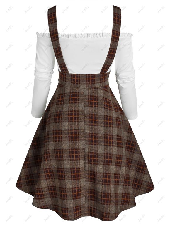 Robe 2 en 1 à Volants et Epaules Dénudées - Noir XL