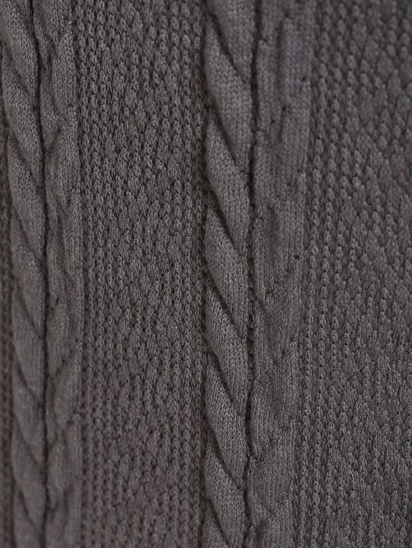 Pull Asymétrique Géométrique à Imprimé Flocon de Neige et Cerf en Tricot à Câble à Manches Longues - Gris S