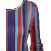 Mini Robe Ligne A Rayée Colorée Imprimée à Manches Longues à Col Rond - multicolor A S