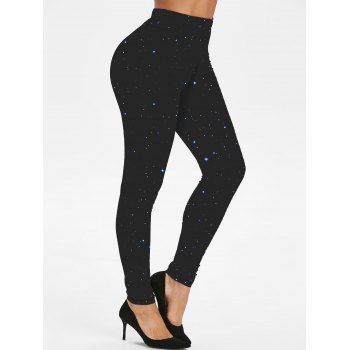 

Starry Night Print Leggings Elastic High Waisted Leggings Skinny Long Leggings, Black