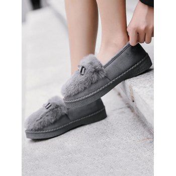 

Bowknot Faux Fur Anti Slip Warm Outdoor Slippers, Dark gray