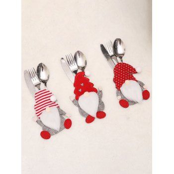 

3 Pcs Old Man Printed Cute Christmas Tableware Set, Red