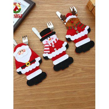 

3 Pcs Home Decor Santa Claus Snowman Elk Print Christmas Tableware Set, Red