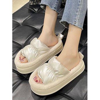 

Winter Slippers Faux Fur Thick Platform Indoor Slippers, White