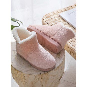 

Faux Fur Warm Thick Platform High Top Winter Inddor Shoes, Light pink