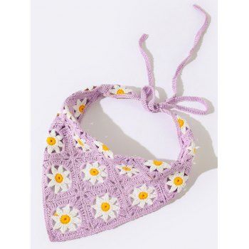 

Floral Crochet Headband Hollow Out Daisy Fresh Style Headband, Light purple