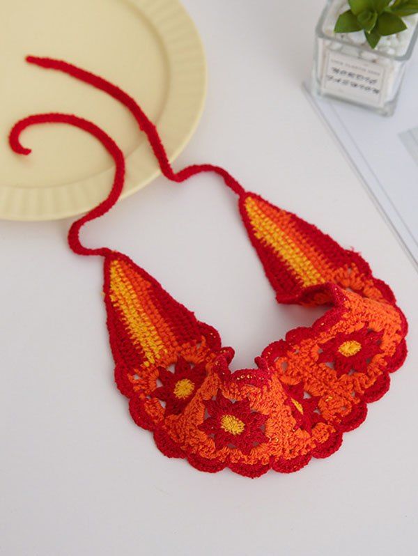 Bandeau Noué Fleur Au Crochet Style Frais - Rouge 