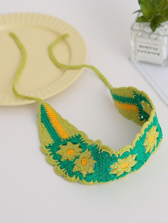 Bandeau Noué Fleur Au Crochet Style Frais - Vert 