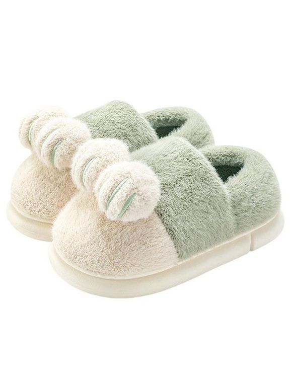 Pantoufles D'Hiver Chaudes en Blocs de Couleurs en Fausse Fourrure - Vert clair EU (38-39)
