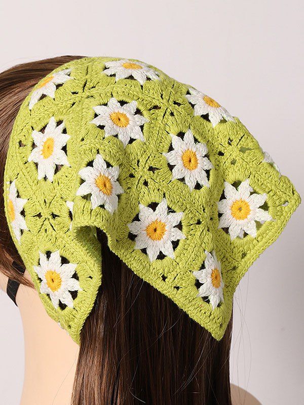 Bandeau Style Frais en Crochet Floral - Vert clair 