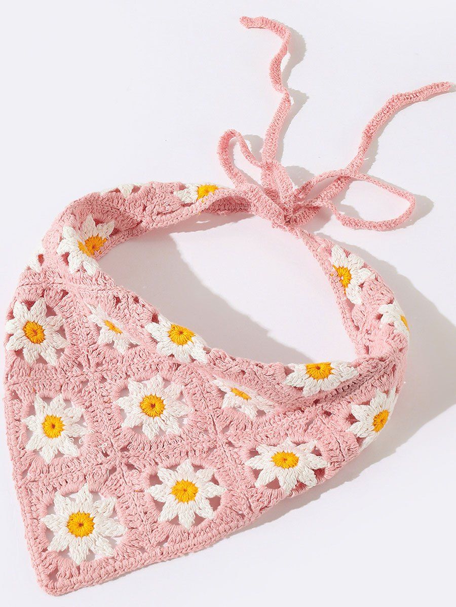Bandeau Style Frais en Crochet Floral - Rose clair 