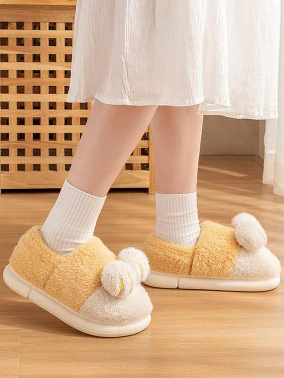 Pantoufles D'Hiver Chaudes en Blocs de Couleurs en Fausse Fourrure - Jaune EU (40-41)