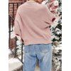 Christmas Sweater Santa Claus Pattern Drop Shoulder Long Sleeve Pullover Cropped Sweater - LIGHT PINK L