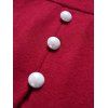 Mini Robe Evasée Découpée Croisée Contrastée Panneau en Fausse Fourrure à Manches Longues - Rouge foncé S