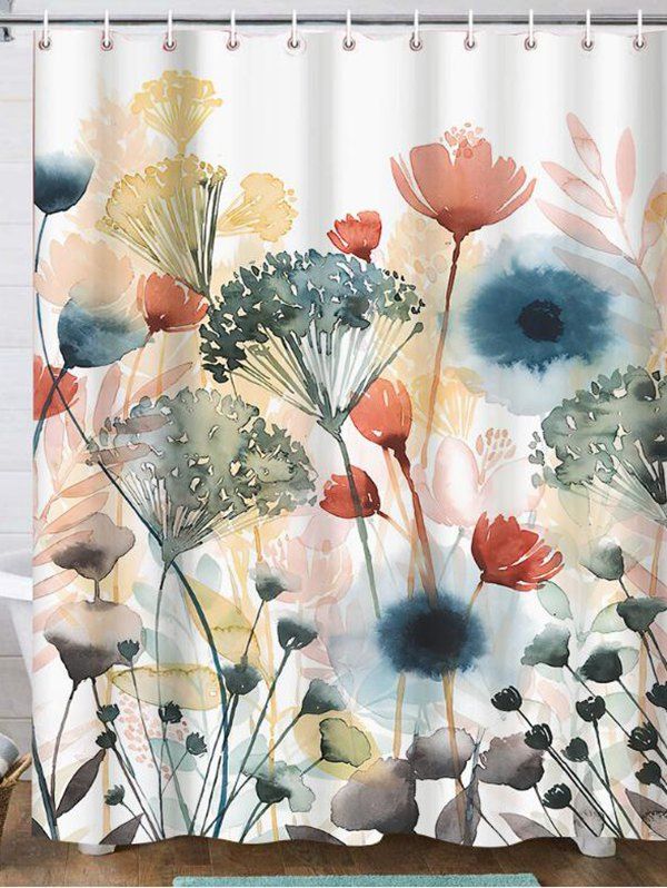 Rideau de Douche Imperméable à Imprimé Fleur pour Salle de Bain - multicolor W59 X L71 INCH
