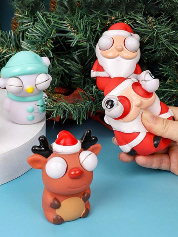 3 Pièces Jouets Éducatifs Adorable Père Noël en Forme de Bonhomme de Neige Élan et Père Noël Antistress - multicolor 